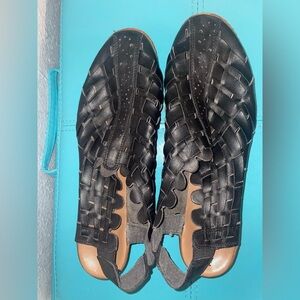Rieker Sina Black Woven Leather Sandals Women's Size 41 Classic Boho Chic